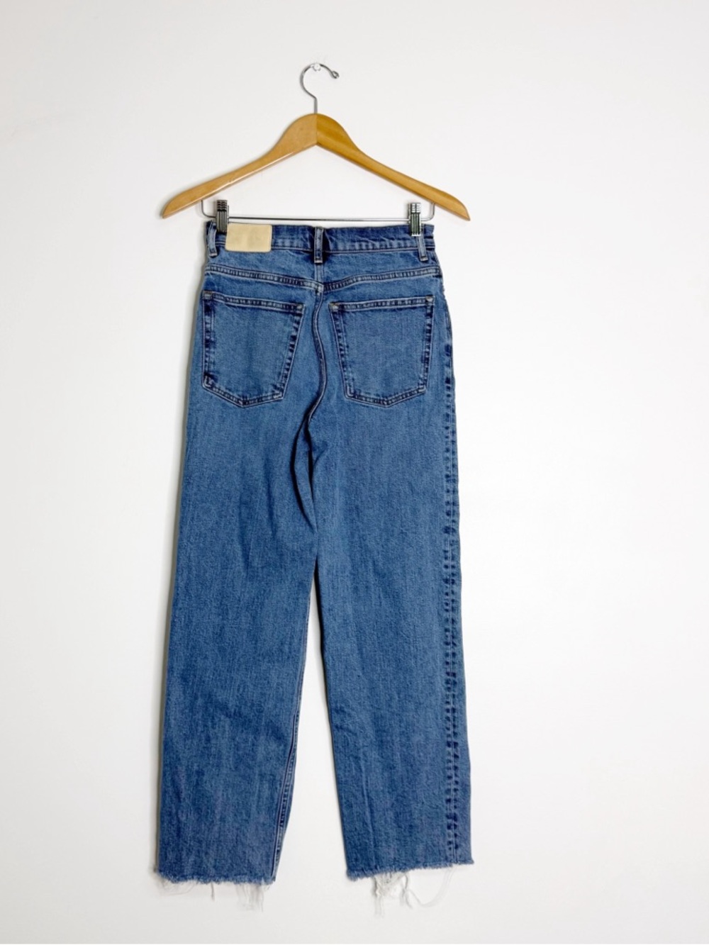 Everlane The Way-High Jean Size 25 High Rise Wide Leg Raw Hem Blue Denim - Picture 3 of 9
